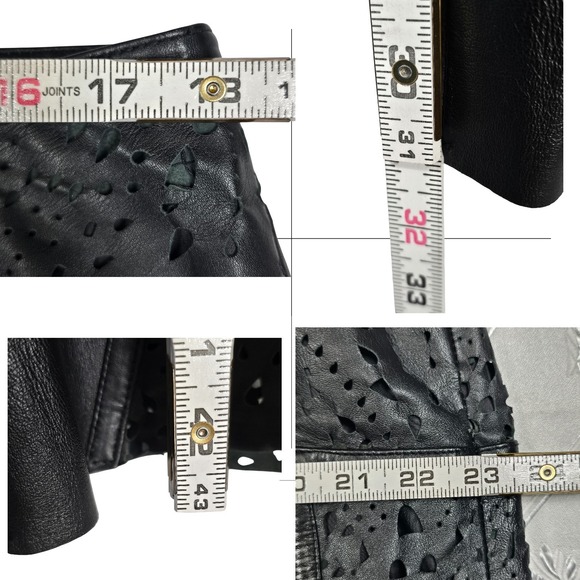 Suzanne Somers Collection Womens Black Genuine Leather Laser Cut Pants Size 20W - Picture 5 of 11